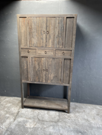 Stoere grote hoge kast  220 x 120 x 45 cm keukenkast oud hout landelijk stoer industrieel