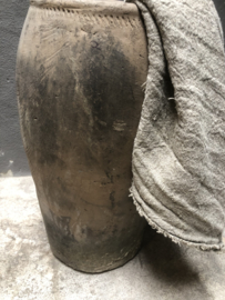 Grote oude Pot India M vaas kruik stoer landelijk sleets grijs beige