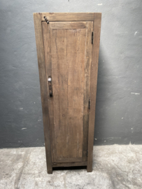 Vergrijsd houten kast klerenkast 1 deurs Bassano kleerkast kastje met legplanken 160 x 50 x 39 cm oud hout 1 deurs keukenkast boekenkast servieskast landelijk industrieel