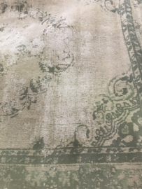 Vintage khaki army groen grijs beige tapijt kelim vloerkleed sleets wandkleed 230 x 160 cm
