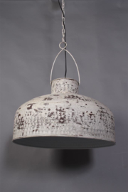 Metalen hanglamp wit grijs white grey whitewash doorgescheurd old look oud lamp 54 x 35 cm industrieel landelijk Ibiza stijl style