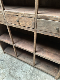Grote stoere truckwood railway houten kast boekenkast schap rek servieskast landelijk stoer industrieel H200 x B143 x D45 cm