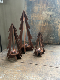 Leuke roest metalen kerstboom middel kerstboompjes theelicht theelichthouder kandelaar tuin kandelaar