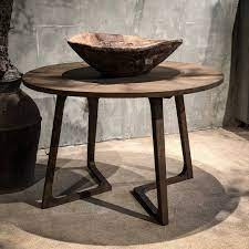 Hoffz vergrijsd houten tafel ronde eettafel rond Yaro 120 cm