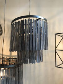 Prachtige grote zwart grijze kroonluchter lamp hanglamp rond 45 cm landelijk stoer