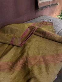 Prachtige geweven plaid oker geel 260 x 180 cm tafelkleed bedsprei vintage boho