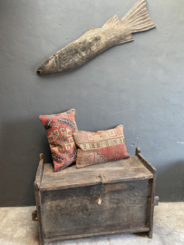 Stoere vintage kussen kussens 60 x 40 cm kelim Ooster roodbruin tinten landelijk stoer boho Perzisch