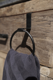 Zwart metalen Handdoekring voor aan la lade  ring haak handdoekrek voor aan lade industrieel stoer landelijk