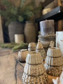 Kerstboompje Stenen kerst kandelaar dinerkaars landelijk beige Grijs