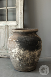 Prachtige oude stenen pot kruik vaas ompot H57 x D47 cm robuust stoer bloempot landelijk sober stoer