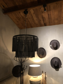 Prachtige grote zwart grijze kroonluchter lamellenlamp lamp hanglamp rond 60 cm landelijk stoer