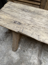 Gave lange oude houten Bank eettafelbank eetkamer 210cm doorleefd sidetable landelijk stoer