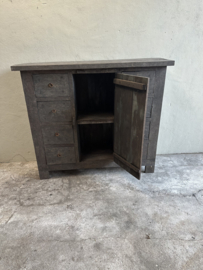 Oud houten kast dressoir old farm 8 laden 1 deur 140 cm breed 120 cm hoog