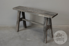 Oud vergrijsd houten Bankje 80 cm bank houten Sidetable landelijk stoer