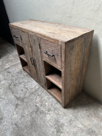 2 deurs kast railway truckwood houten kast  wastafelmeubel badmeubel 120 x H90 x D40 cm planken legplanken industrieel stoer landelijk SEP