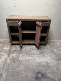 Landelijke houten kast 120 x 40 x H90 cm wastafelmeubel badkamermeubel sidetable kast deurtjes lades schap landelijk stoer