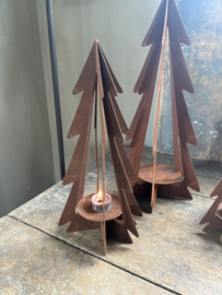 Leuke roest metalen kerstboom Groot large kerstboompjes theelicht theelichthouder kandelaar tuin kandelaar klein