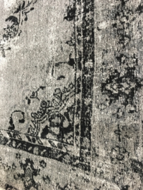 Vintage zwart grijs tapijt kelim vloerkleed sleets shabby chique chiq wandkleed 230 x 160 cm zwart grijs
