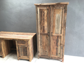 Stoere dichte houten kast truckwood railway hout 175 x 90 x 45 cm 2 Deurs landelijk stoer robuust