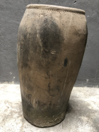 Grote oude Pot India M vaas kruik stoer landelijk sleets grijs beige