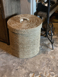 Rotan rieten wasmand met deksel mand middel landelijk stoer boho