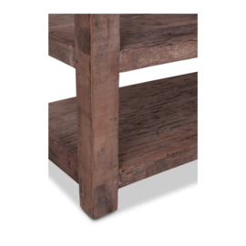 Stoere oud vergrijsd houten landelijke salontafel sidetable tvmeubel schap rek 160 x 45 x H60 cm televisie Bassano landelijk
