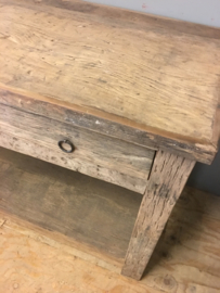 Stoer vergrijsd houten sidetable tafel ladekast wastafel Bassano werkbank bassano dressoir bureau landelijk stoer robuust vergrijsd hout kookeiland keukeneiland