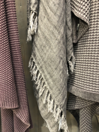 Grof linnen plaid grijs bruin mullvad 100 % linnen taupe grijsbruin 170 x 130 cm deken landelijk stoer sober