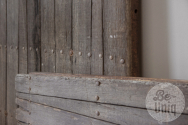 Orgineel oud vergrijsd houten Luik paneel schot wandpaneel wanddecoratie  wandbord krijtbord tafelblad landelijk stoer industrieel vintage