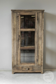 Hele stoere unieke oude kast vitrinekast keukenkast glaskast landelijk 153 x 77 x 40 cm