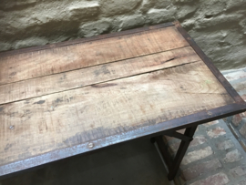 Stoere landelijke houten metalen Sidetable 150 cm buro werkbank tuintafel klaptafel markttafel industrieel landelijk klaptafel