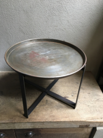 Metalen bijzettafeltje Salontafel randha rond dienblad dienbladtafeltje hoogte 40 cm hoog vintage Randda onderstel landelijk industrieel stoer