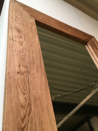 Zeer grove teakhouten houten hout spiegel lijst 200 x 90/100 cm passpiegel hout stoer landelijk industrieel teakhout