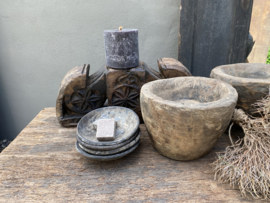 Gave oude houten kandelaar ornament landelijk stoer vintage