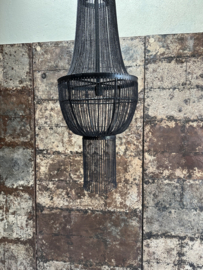 Grote metalen lamp hanglamp Kroonluchter smeedijzer met kettingen zwart vintage industrieel landelijk