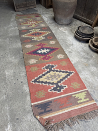 Prachtige kelim kleed carpet 310 x 75 cm  vloerkleed loper