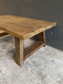 Stoere massief eiken houten salontafel 120 X 70  X H46 cm stoer landelijk industrieel