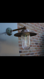Koperen buitenlamp lantaarn stallamp tierlantijn wandlamp  incl glazen stolp