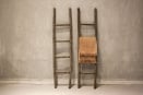 Oud houten ladder laddertje trap trapje 155 x 38 cm grey grijs landelijk brocant stoer handdoekenrek decoratie hout vergrijsd doorleefd
