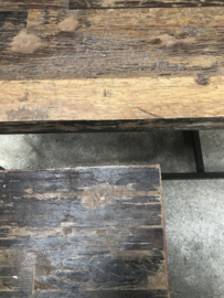 Set van 3 tafels tafeltjes salontafel bijzettafel railway truckwood metalen onderstel frame 123 X 71 x 48 cm