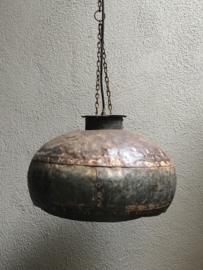 Industriele landelijke oude metalen lamp Lampekap  ketel voor hanglamp incl ketting industrieel landelijk vintage urban metaal