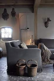 Prachtige grote linnen Hoffz Bo loveseat fauteuil vaste stof L100 X H86 X D100 cm Linara