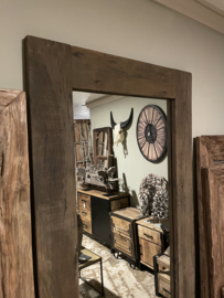 Grove teakhouten spiegel lijst 200 x 100 cm passpiegel hout stoer landelijk industrieel teakhout