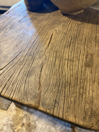 Unieke oude doorleefd vergrijsd houten tafel sidetable eettafel bijzettafel  met 2 lades werkbank kookeiland keukeneiland landelijk stoer industrieel 154 x 63 H83 cm