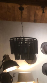 Prachtige grote zwart grijze kroonluchter lamellenlamp lamp hanglamp rond 60 cm landelijk stoer