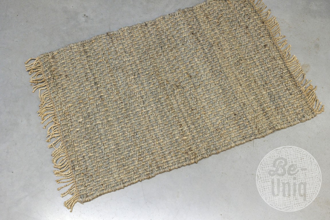 Nieuw grof handgeknoopt kleed tapijt vloerkleed 150 x 90 cm grey / naturel