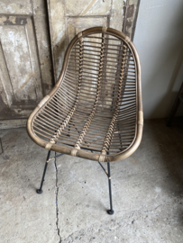 Vintage rotan rieten stoel fauteuil stoeltjes rieten eetkamer landelijk industrieel stoer jaren '70 retro rieten lounge urban tuinstoelen
