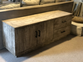 Houten sidetable sideboard kast tvmeubel dressoir 160 televisie kast ladekast landelijk stoer grijs metaal hout 160 x 45 x H60 cm