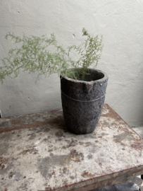 Stenen Pot carbon vaas grijs kruik antraciet steen bloempot bloemevaas kruik bak plantenbak landelijk stoer 50 x 34 cm