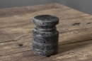 Grijs houten kandelaar Nepal pot kruik S black finish kruikje potje landelijk stompkaarskandelaar grey
